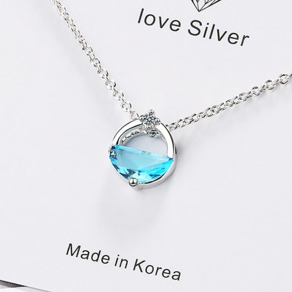 *925 Sterling Silver Diamond Waterdrop Necklace Z - Picture 2 of 4